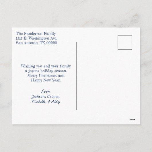 アメリカモダン国旗のクリスマスツリー シーズンポストカード (裏面)