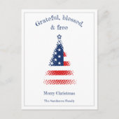 アメリカモダン国旗のクリスマスツリー シーズンポストカード (正面)