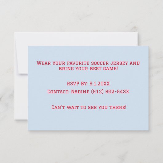 アメリカモダン国旗のサッカー誕生日 招待状 (裏面)
