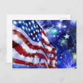 アメリカモダン国旗エレガント赤白青 ポストカード (正面/裏面)