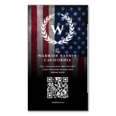 アメリカモダン国旗USバーバーバーショップモノグラム理容師 マグネット名刺 (正面縦)