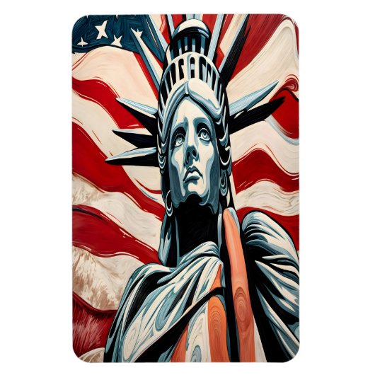 アメリカモダン旗芸術と自由の女神 マグネット (縦)