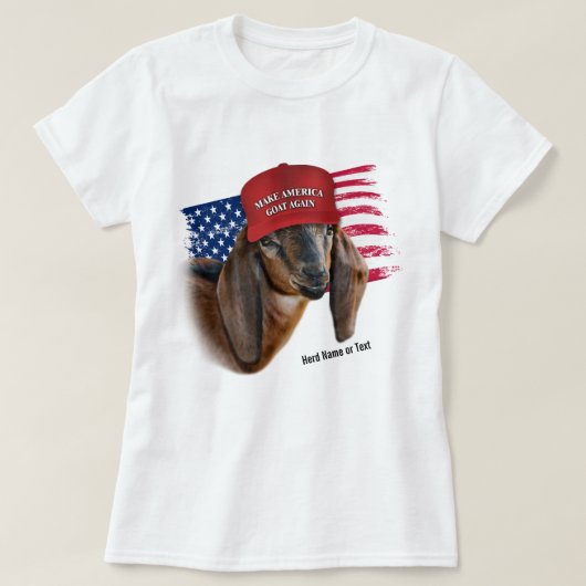 アメリカヤギを再びヌビアンキッドヤギにする Tシャツ (デザイン正面)