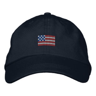 アメリカユニーク国旗の野球帽点々のある- USA fla 刺繍入りキャップ