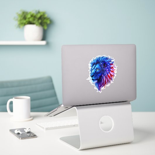 アメリカライオン シール (デスク上のノートパソコン)