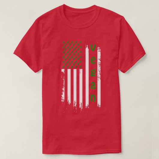 アメリカライフスタイルビーガニズム国旗のビーガン Tシャツ (デザイン正面)