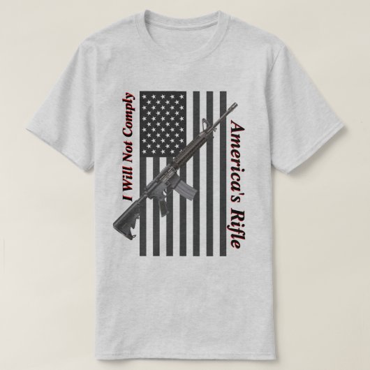 アメリカライフル米国旗Iは光に従わない Tシャツ (デザイン正面)