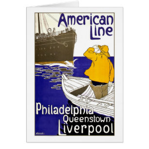 アメリカライン-ヴィンテージ旅行ポスターデザイン