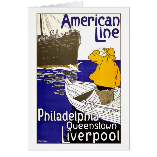 アメリカライン-ヴィンテージ旅行ポスターデザイン (正面)