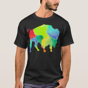 アメリカラフルカのバイソン野生動物バッファロー Tシャツ