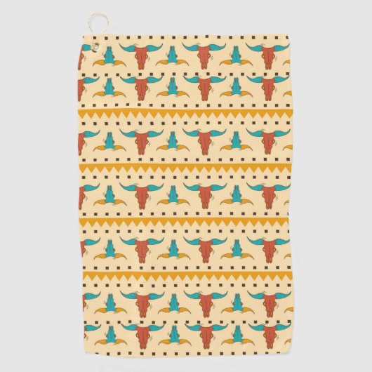 アメリカラフルカ南西部をテーマにしたパターン ゴルフタオル (正面)