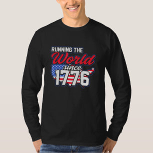 アメリカランニングの1776年以来の世界 Tシャツ