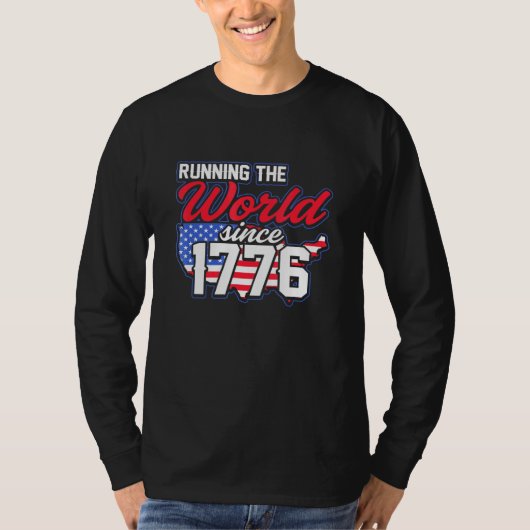 アメリカランニングの1776年以来の世界 Tシャツ (正面)