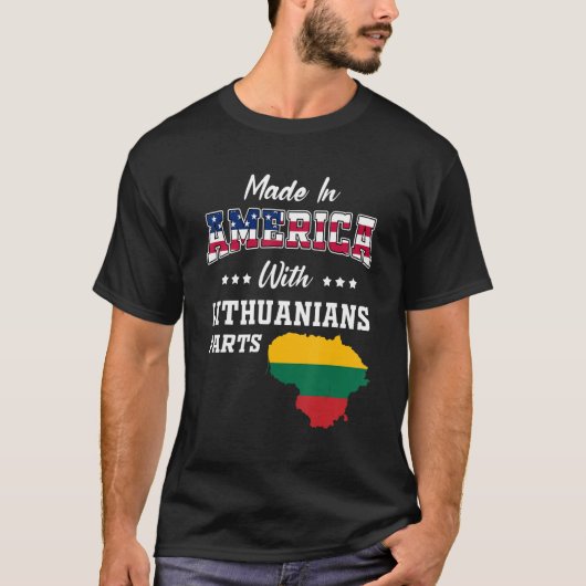 アメリカリトアニアパーツリトアニアの地図Usa国旗Ro Tシャツ (正面)