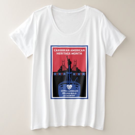 アメリカリブのカ伝統月 プラスサイズTシャツ (デザイン正面)