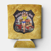 アメリカルート66オートバイと金ゴールドテクスチャ 缶クーラー (裏面)