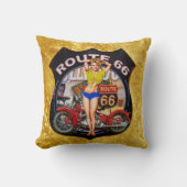 アメリカルート66オートバイ金ゴールドテクスチャ クッション (正面)