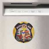 アメリカルート66オートバイ金ゴールドテクスチャ マグネット (インサイチュ (食洗機))