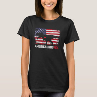 アメリカレックスアメリカ国旗の恐竜7月4日 Tシャツ
