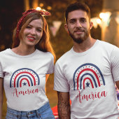 アメリカレッドホワイトとブルーレインボーユニセックス Tシャツ