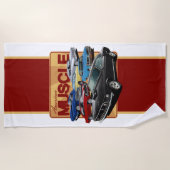 アメリカレトロマッスルカー ビーチタオル (正面)