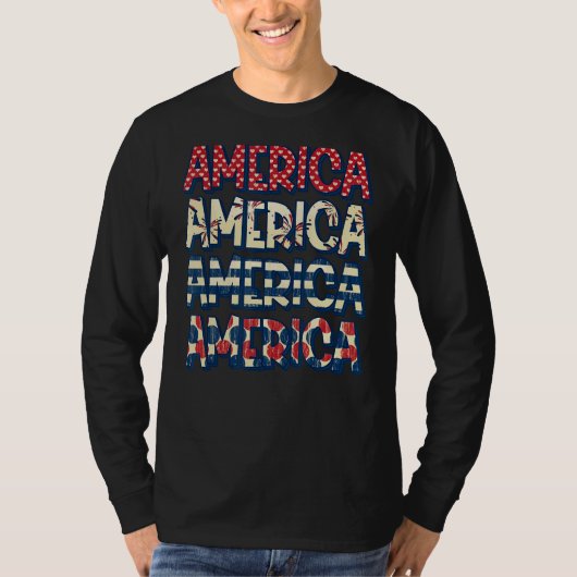 アメリカレトロヴィンテージアメリカ国旗Patriotic 4th Tシャツ (正面)