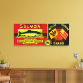 アメリカロシアのサーモン缶ラベル付けカルルク, AK キャンバスプリント (インサイチュ (リビング))