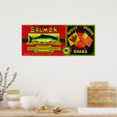 アメリカロシアのサーモン缶ラベル付けカルルク， AK ポスター (キッチン)