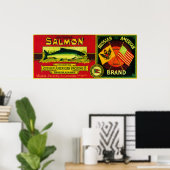 アメリカロシアのサーモン缶ラベル付けカルルク， AK ポスター (ホームオフィス)