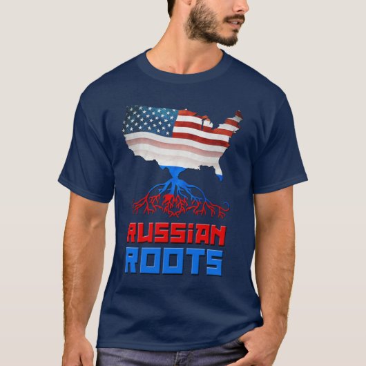 アメリカロシアのルーツメンズTシャツ Tシャツ (正面)