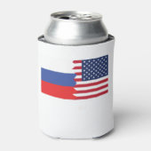 アメリカロシアの国旗 缶クーラー (缶正面)