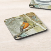 アメリカロビン狩り抽象芸術印象派 コースター (左側)