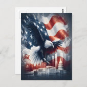 アメリカワシが街並みを飛び回る ポストカード (正面/裏面)