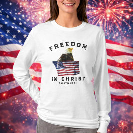 アメリカワシとアメリカ国旗の愛国的なクリスチャンセーター Tシャツ