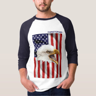アメリカワシの横行、米国国旗、愛国心 Tシャツ