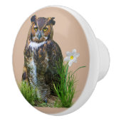 アメリカワシミミズクおよび花 セラミックノブ (右)