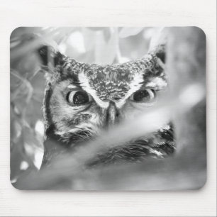 アメリカワシミミズクの写真マウスパッド 黒と白 マウスパッド