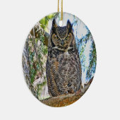 アメリカワシミミズクの凝視 セラミックオーナメント (右)