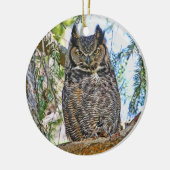 アメリカワシミミズクの凝視 セラミックオーナメント (左)