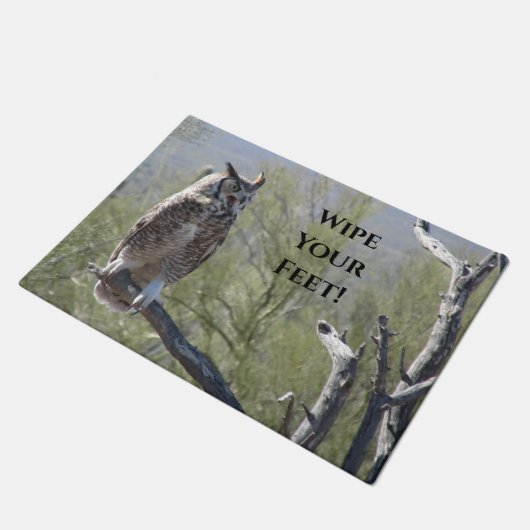 アメリカワシミミズクはあなたの足ワイプを言います! ドアマット (アングル)