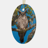 アメリカワシミミズクはギャリーのカシでとまりました セラミックオーナメント (左)