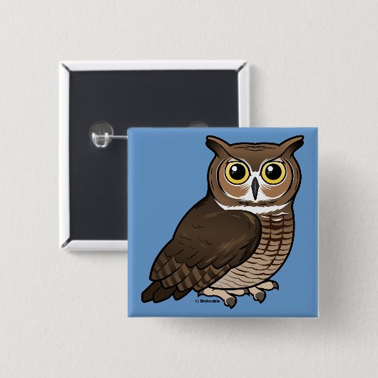 アメリカワシミミズク 缶バッジ (正面&裏面)