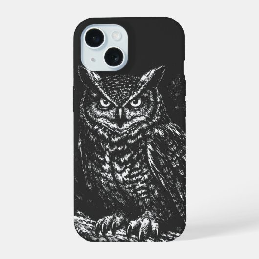 アメリカワシミミズク — BurnsInHell作 iPhone 15ケース (裏面)