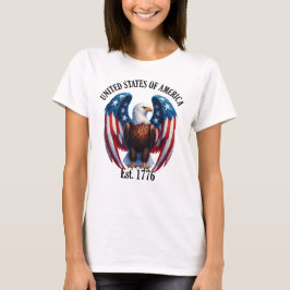 アメリカワシFlag Wings Est付き。1776 Tシャツ