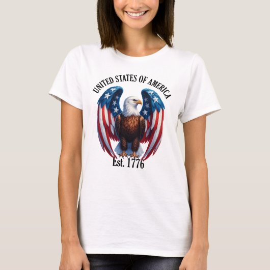 アメリカワシFlag Wings Est付き。1776 Tシャツ (正面)