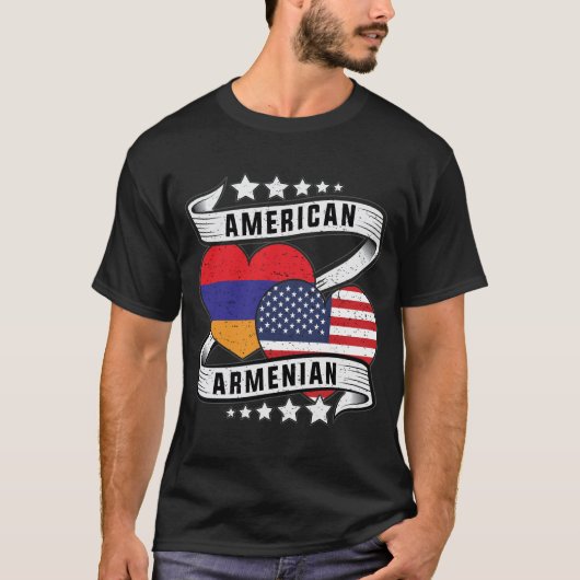 アメリカンとアルメニアのシャツ Tシャツ (正面)