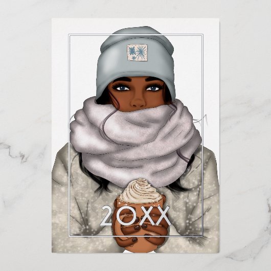 アメリカンなクリスマスをコージーに演出 箔シーズンカード (正面)