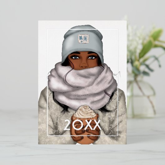 アメリカンなクリスマスをコージーに演出 箔シーズンカード (立ち正面)