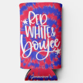 アメリカンなスタイルの赤白タイダイ バチェロレッテパーティー スリム缶クーラー (正面)