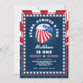アメリカンなスターとストライプの楽しいお誕生日パーティー 招待状 (正面)